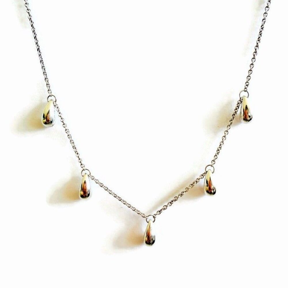 Tiffany & Co. Elsa Peretti 5 Tear Drop Necklace 16"  Sterling Silver 925
